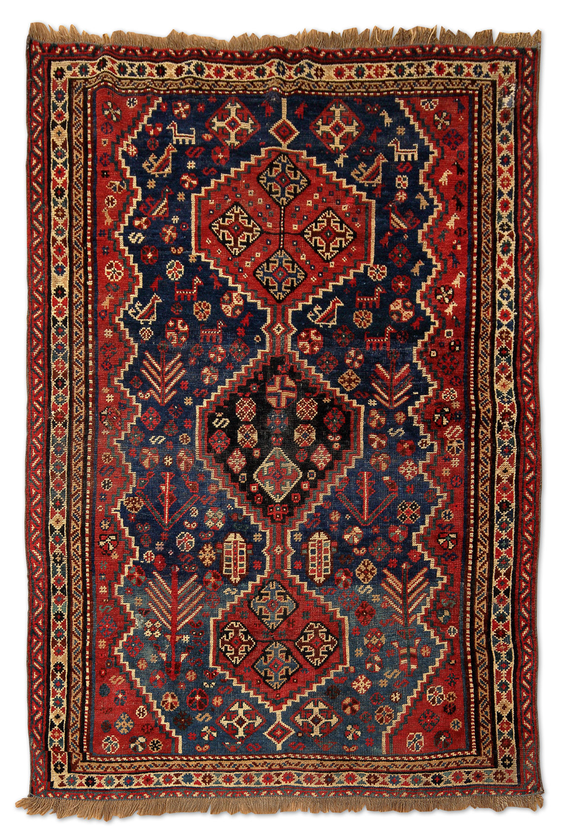 Ghashghai Perserteppich alt | Rautenmotiv