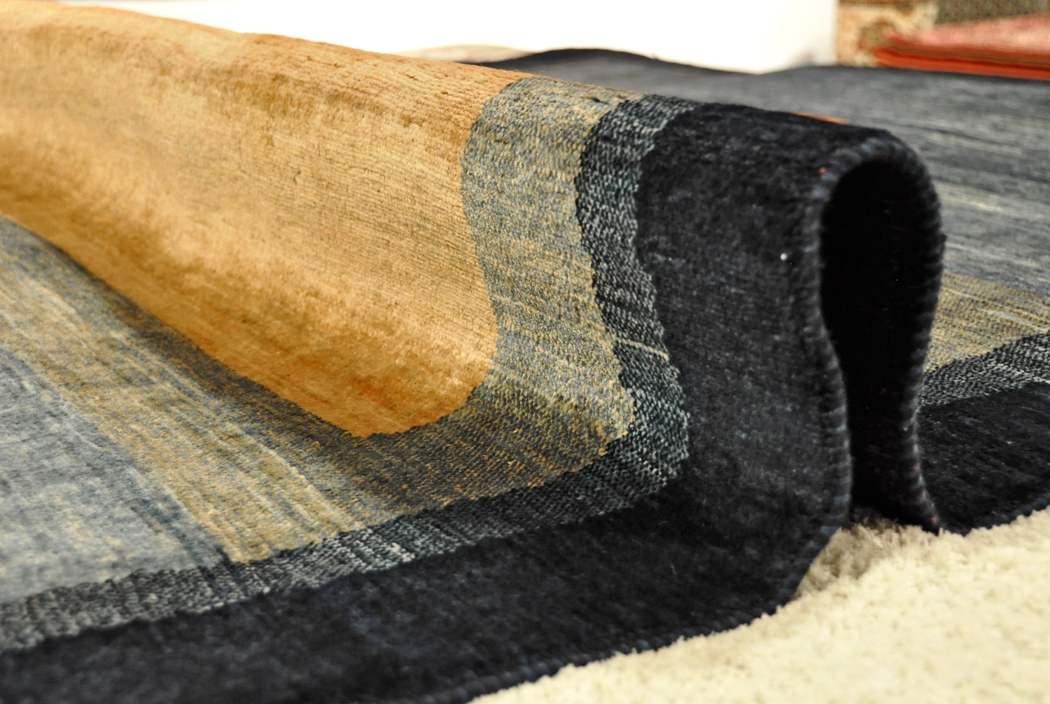 Gabbeh Perserteppich neu fein blau | Hochlandwolle