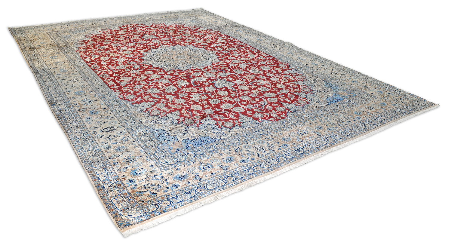 Nain Perserteppich 9 La älter rot | Medaillon