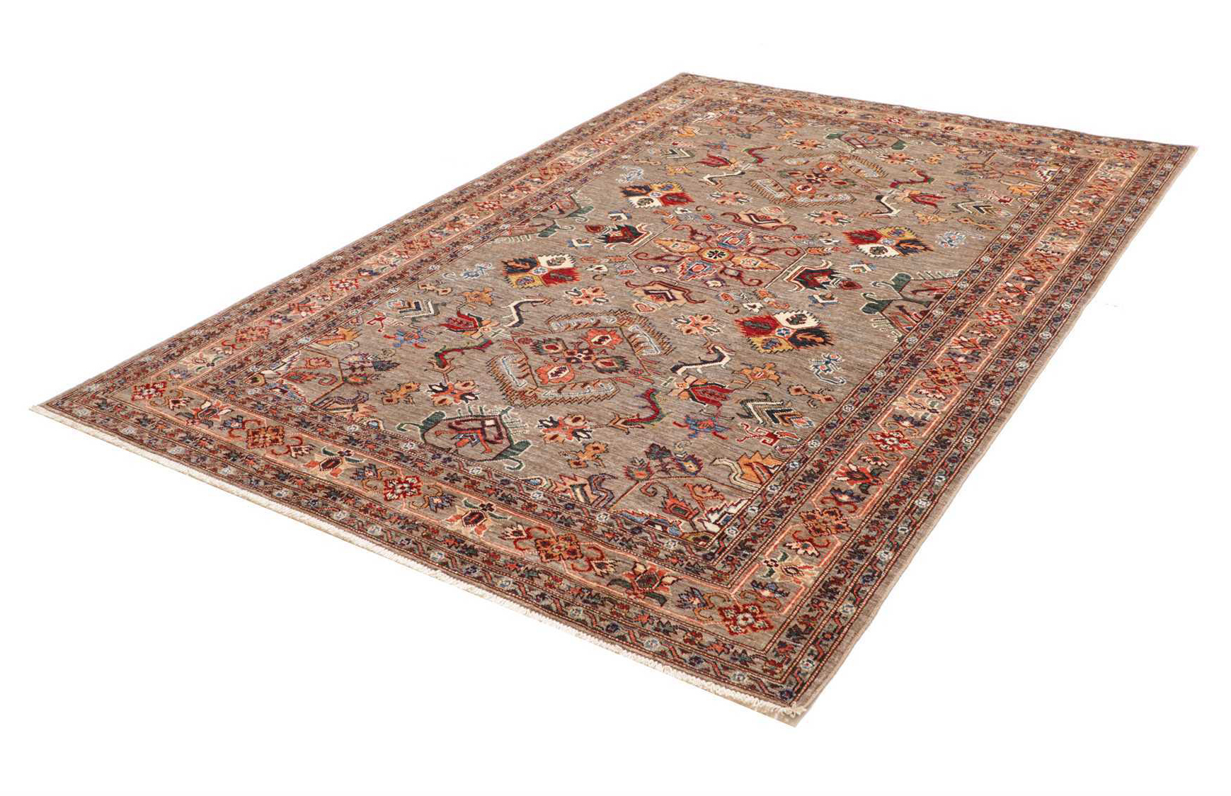 Kazak Orientteppich Pakistan Schurwolle 478572 | Grau