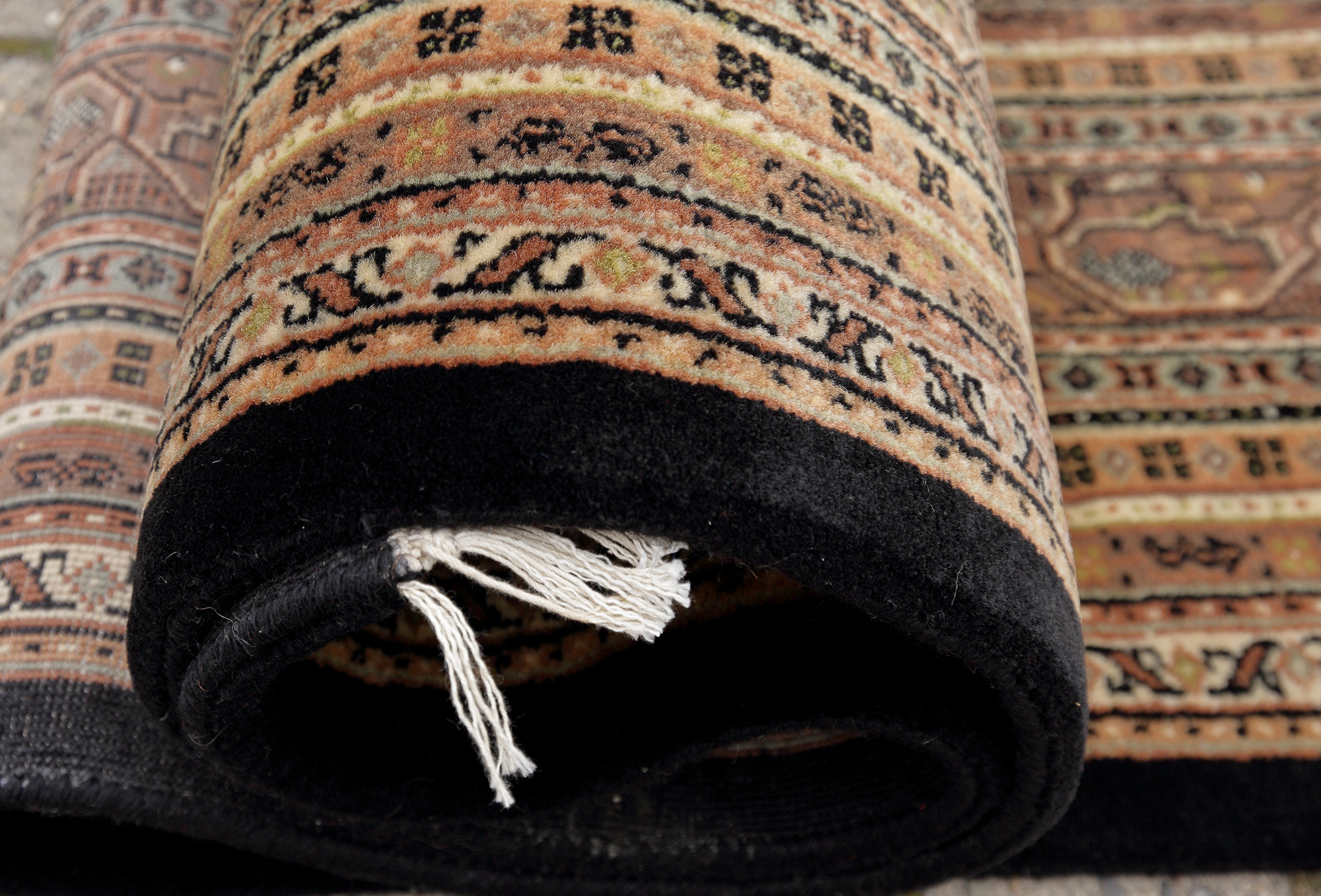 Mir Royal Orientteppich neu schwarz Indien | Neuseelandwolle