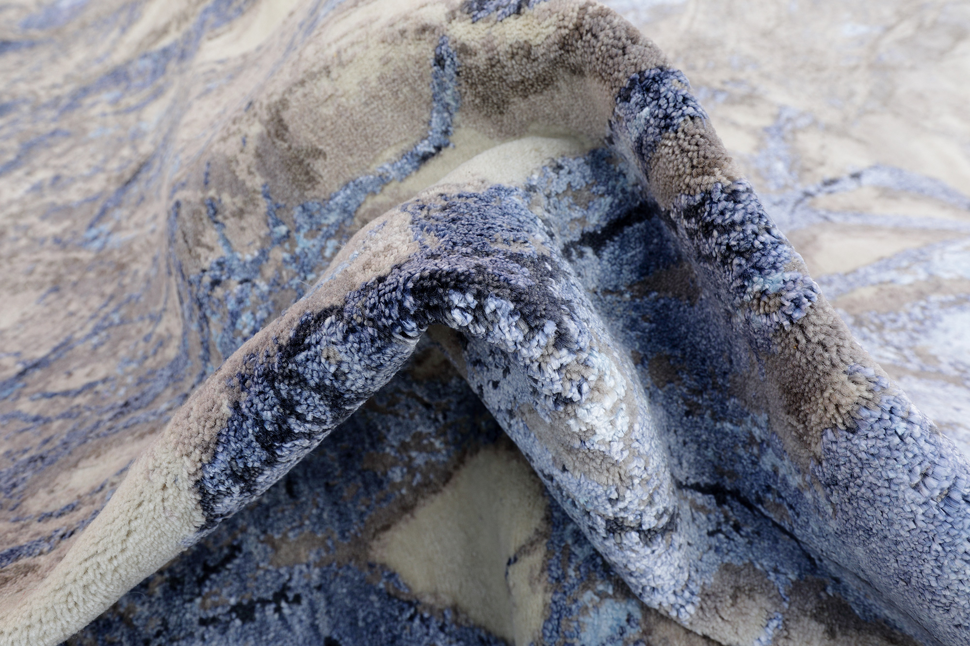 Thomas Designteppich Indien beige blau | Schurwolle