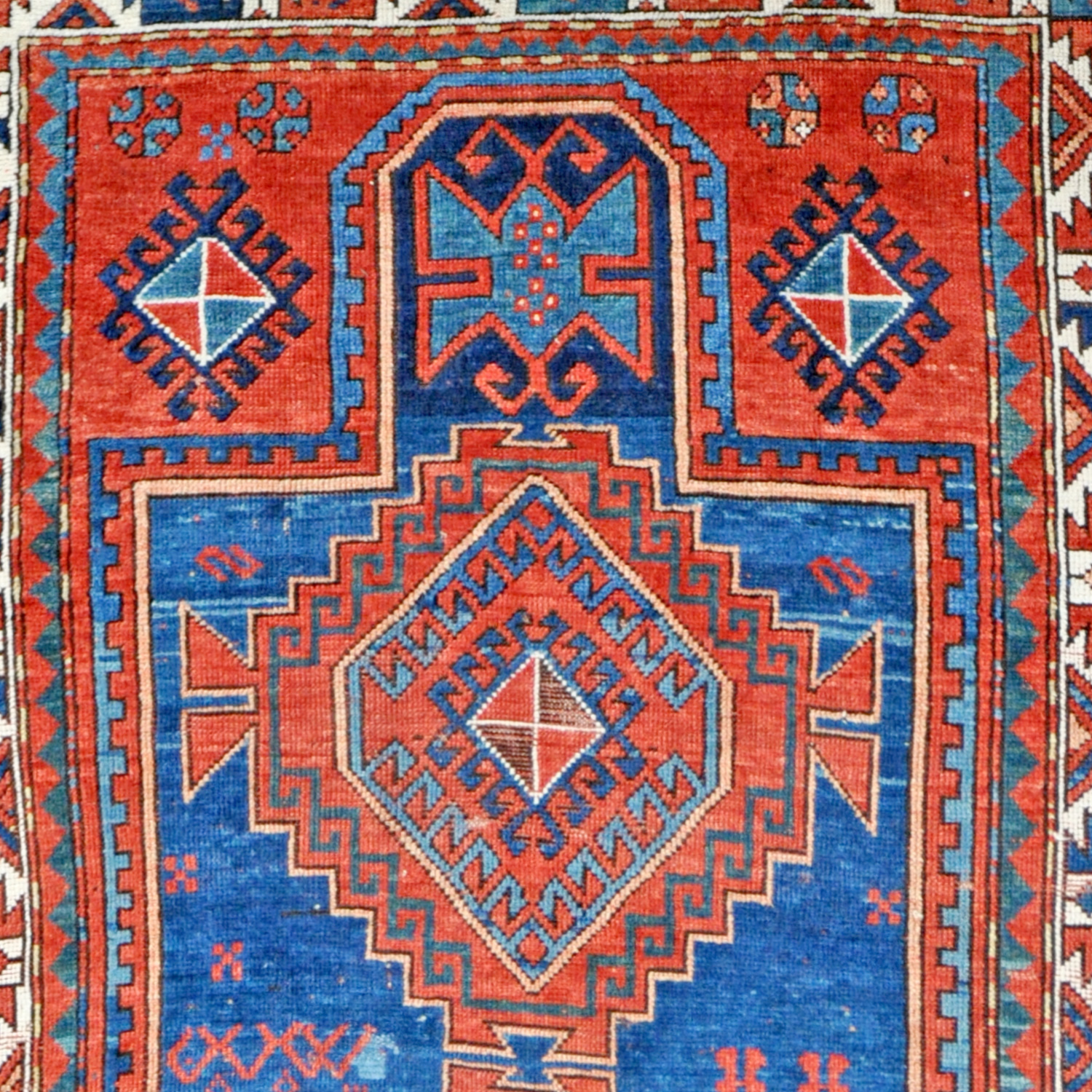 Schild Kazak Knüpfteppich antik | blaugrundig