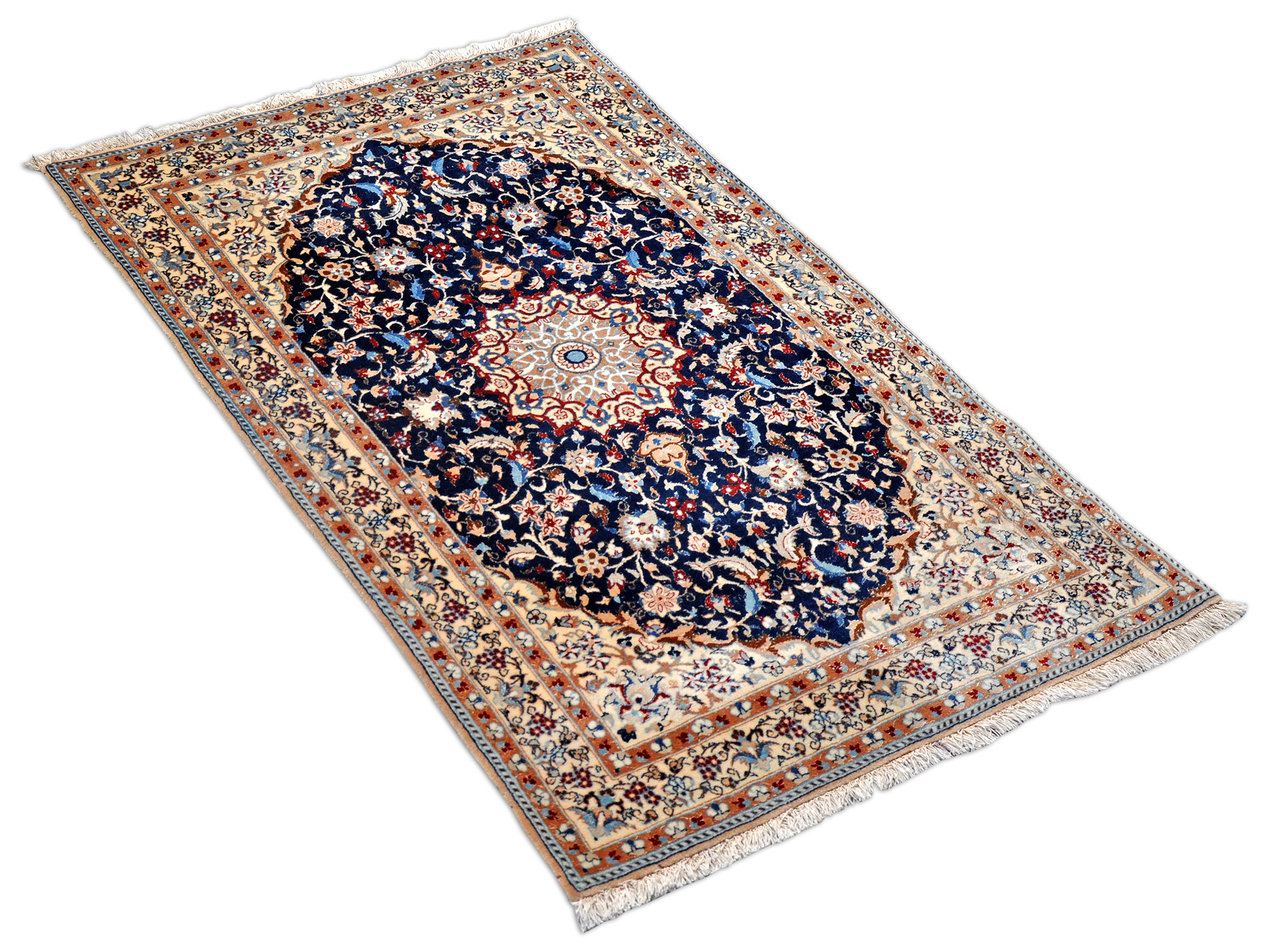 Nain Perserteppich 6 La neu blau | Medaillon