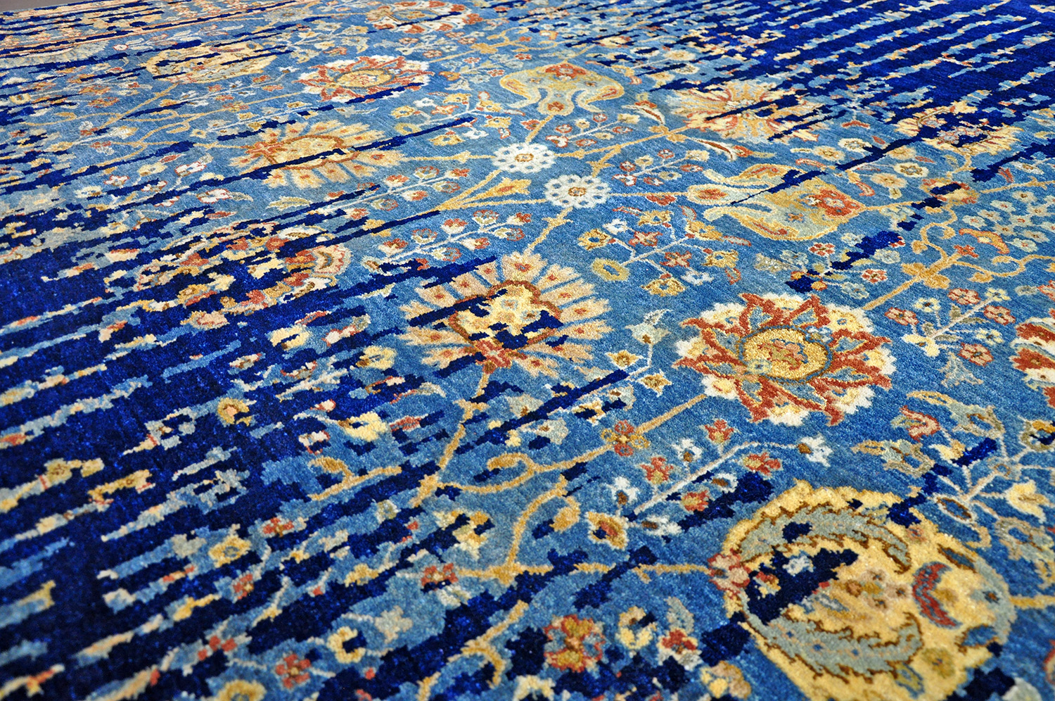 Nepalteppich modern Topas blau | Hochlandwolle