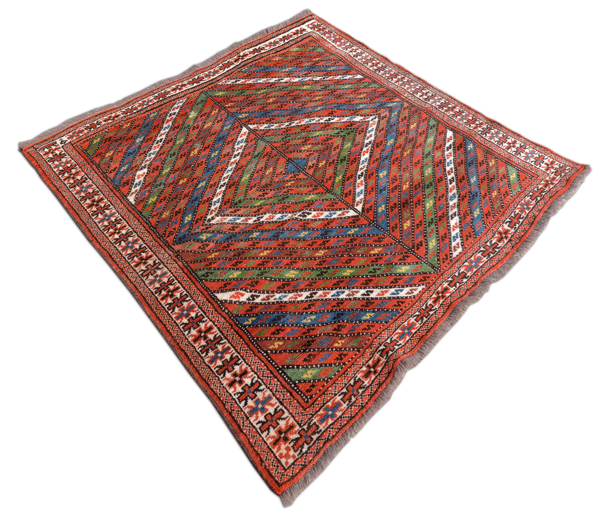 Gabbeh Perserteppich Ghashghai alt | Rautenmotiv