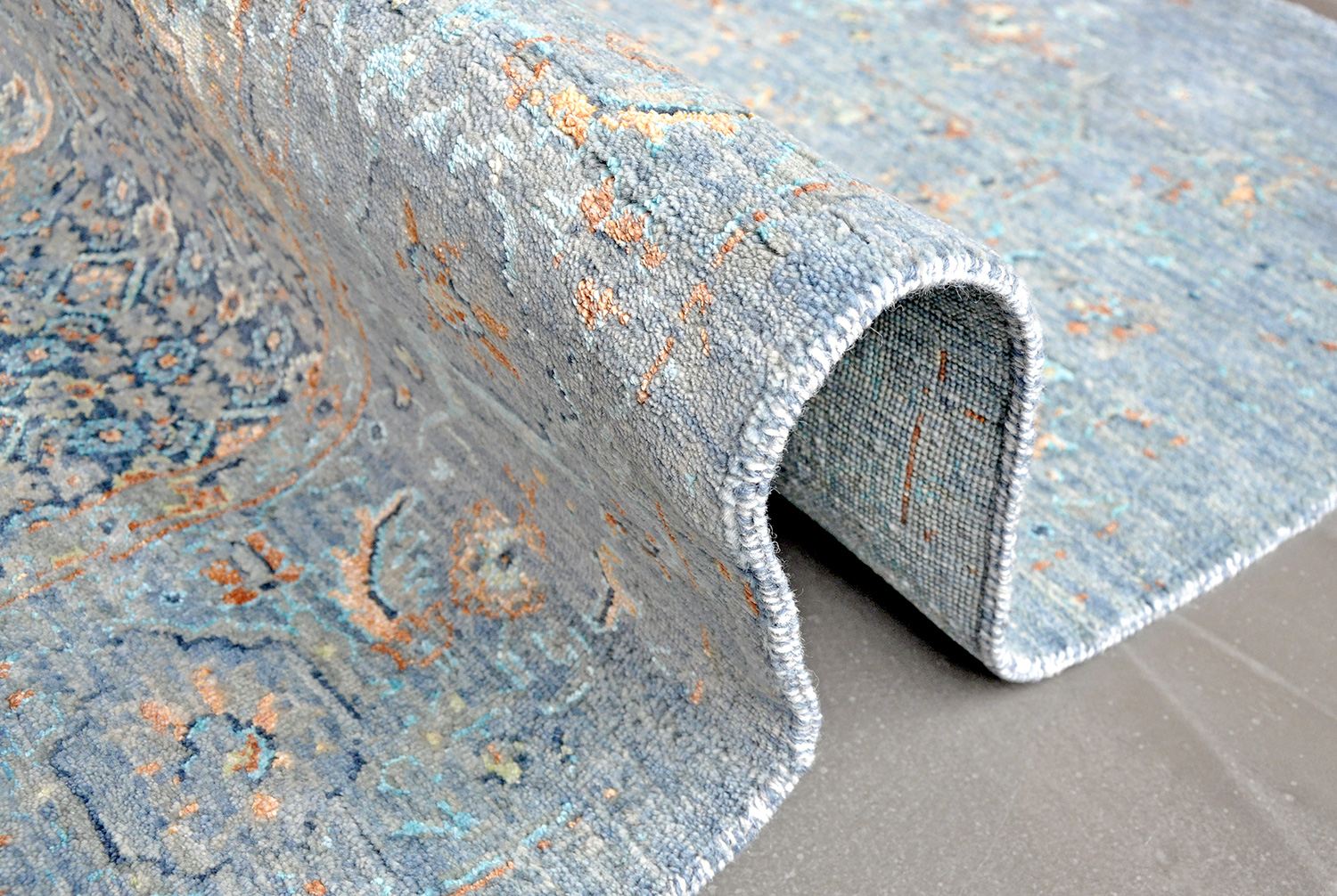 Saphir Orientteppich Indien Mahi | grau