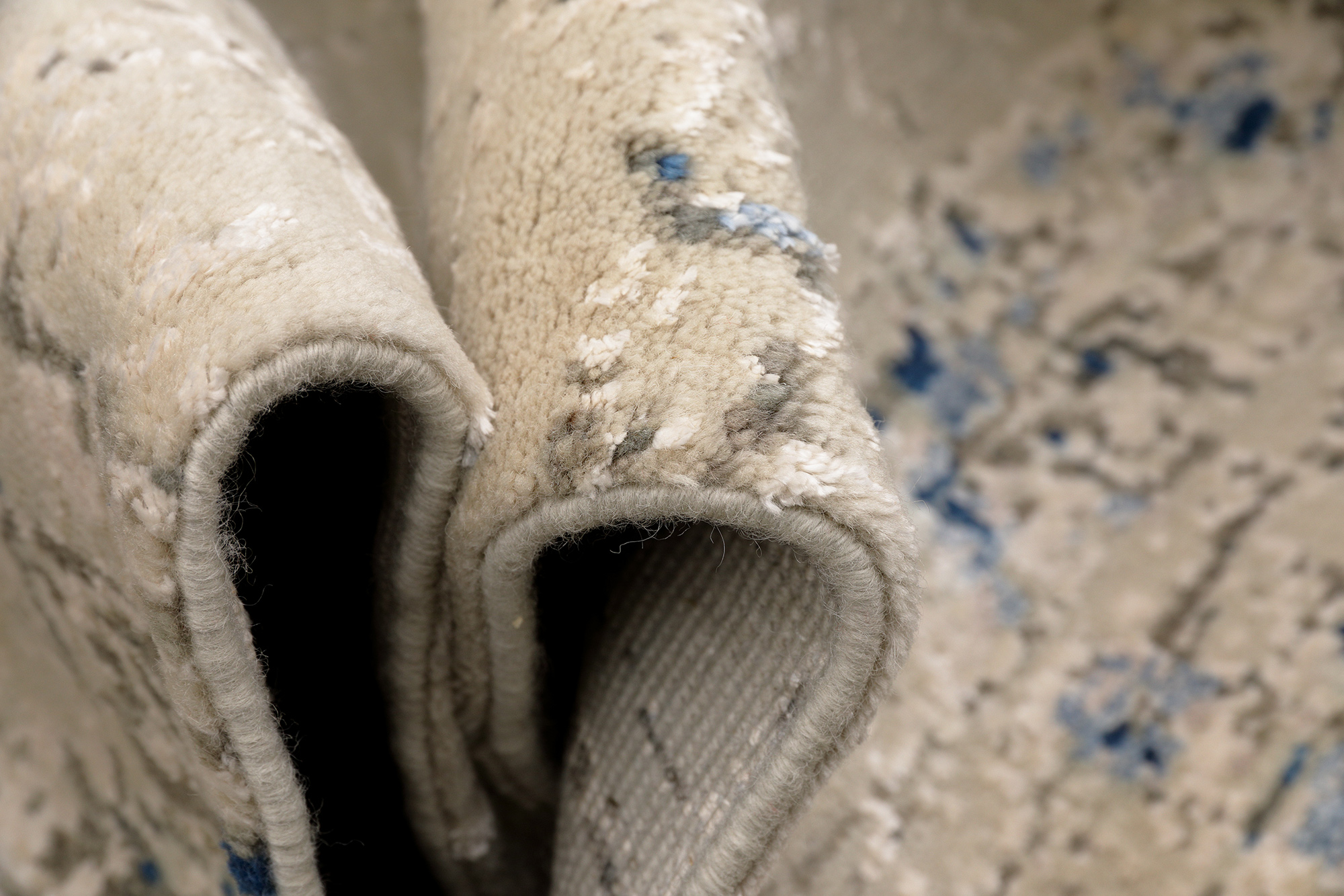 Thomas Designteppich Indien beige blau | Schurwolle