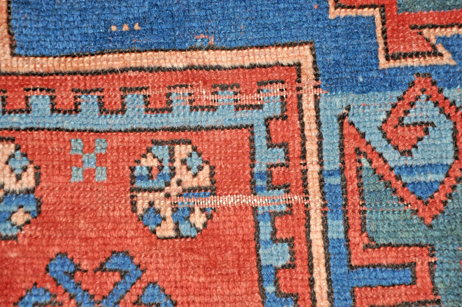 Schild Kazak Knüpfteppich antik | blaugrundig