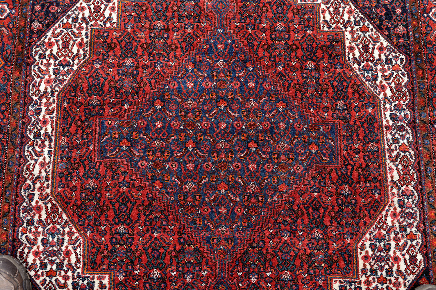 Senneh Perserteppich blau alt | Herati-Muster