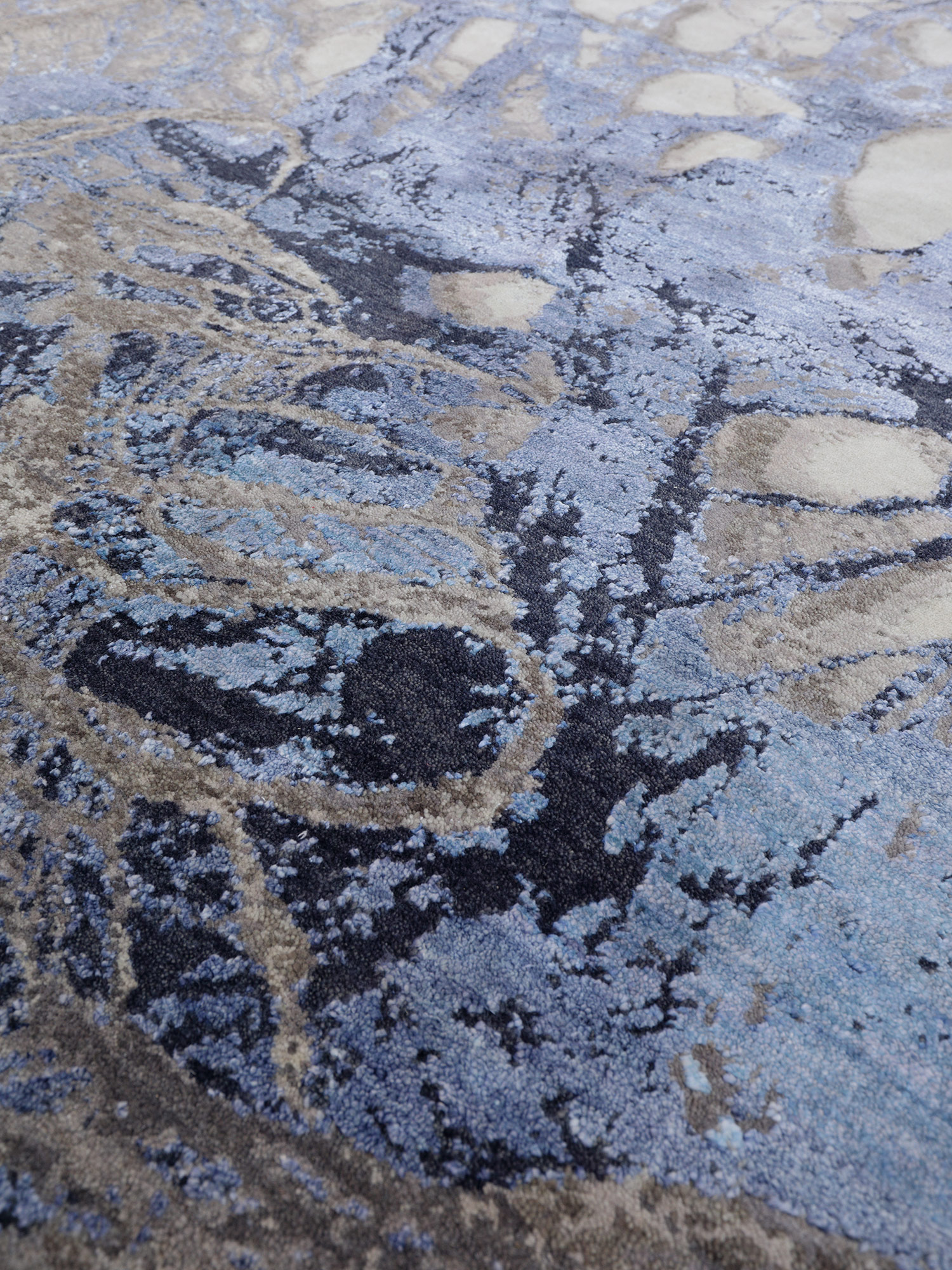 Thomas Designteppich Indien beige blau | Schurwolle