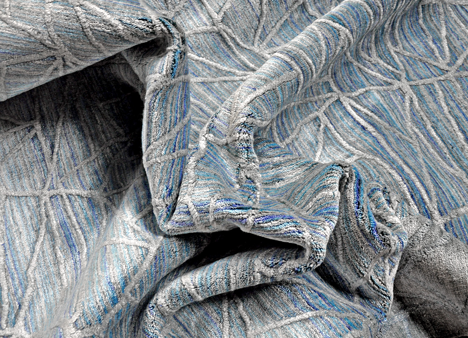 Thomas Handloomteppich Spider Web |  türkis-grau