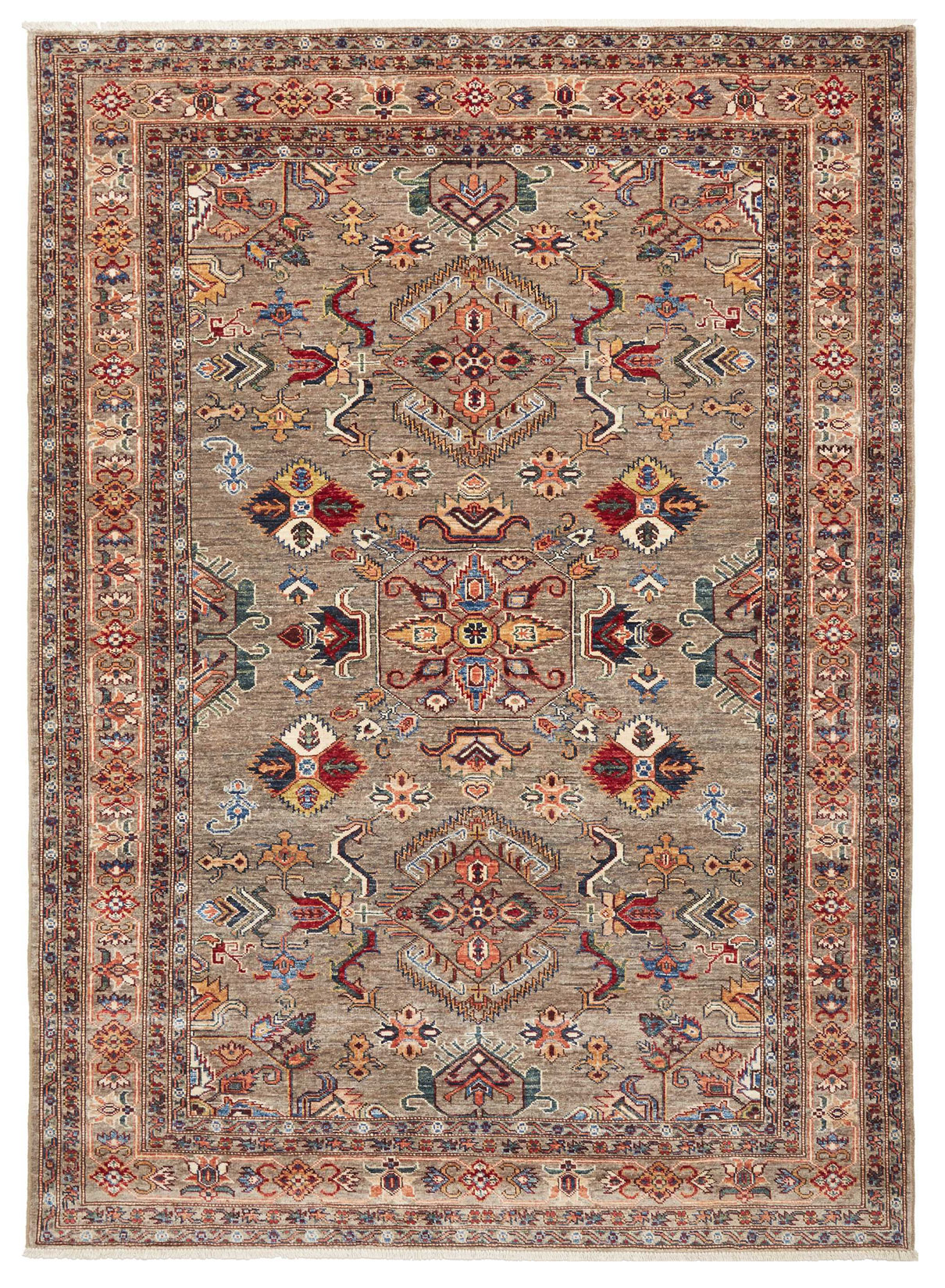 Kazak Orientteppich Pakistan Schurwolle 478572 | Grau