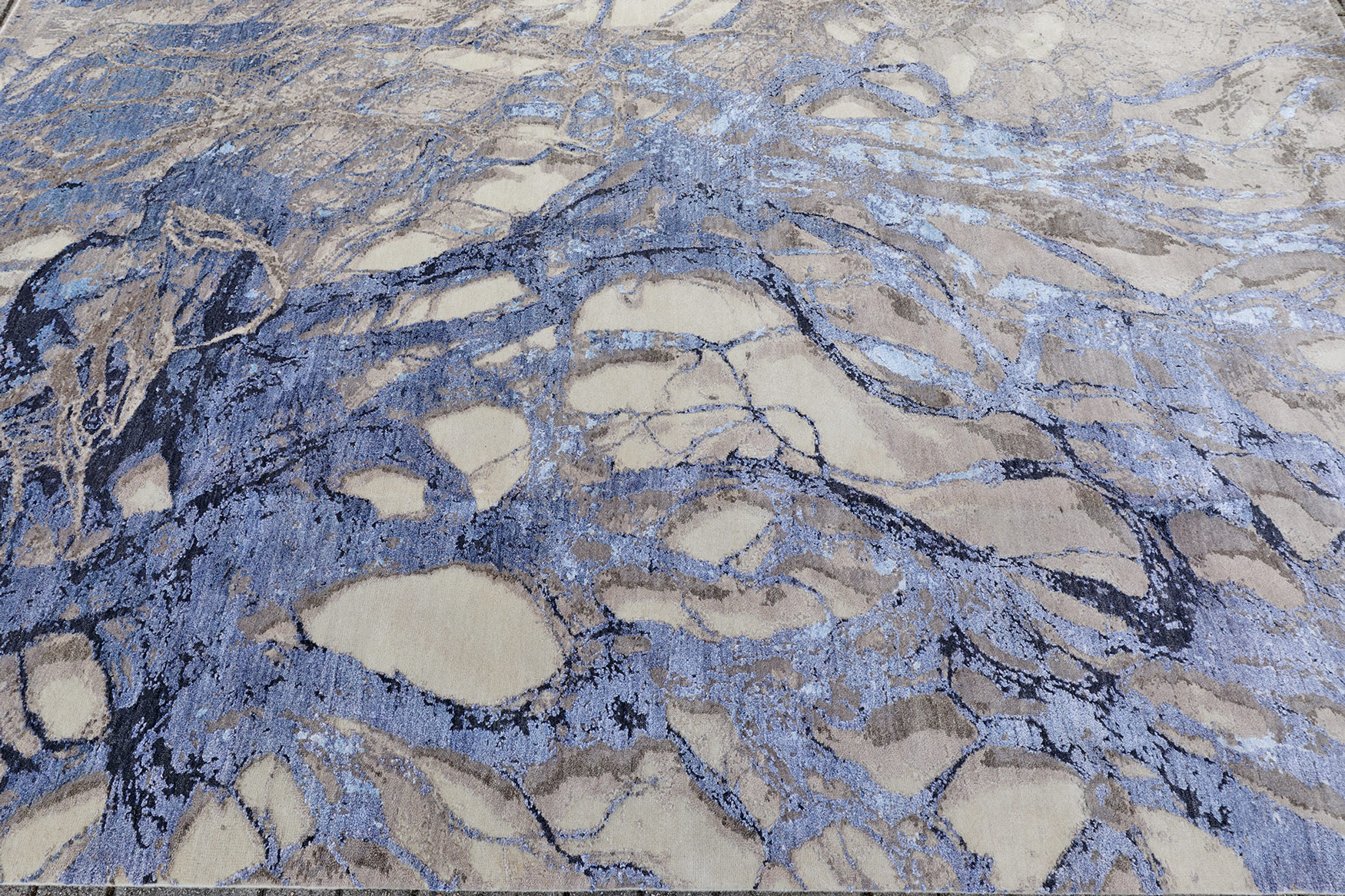 Thomas Designteppich Indien beige blau | Schurwolle