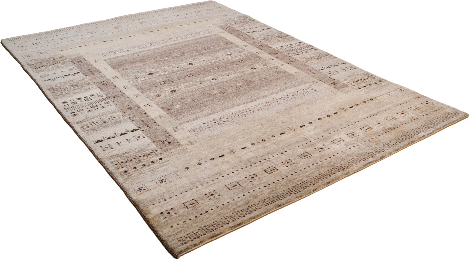 Theko Gabbehteppich neu Fars Super  beige | Neuseelandwolle