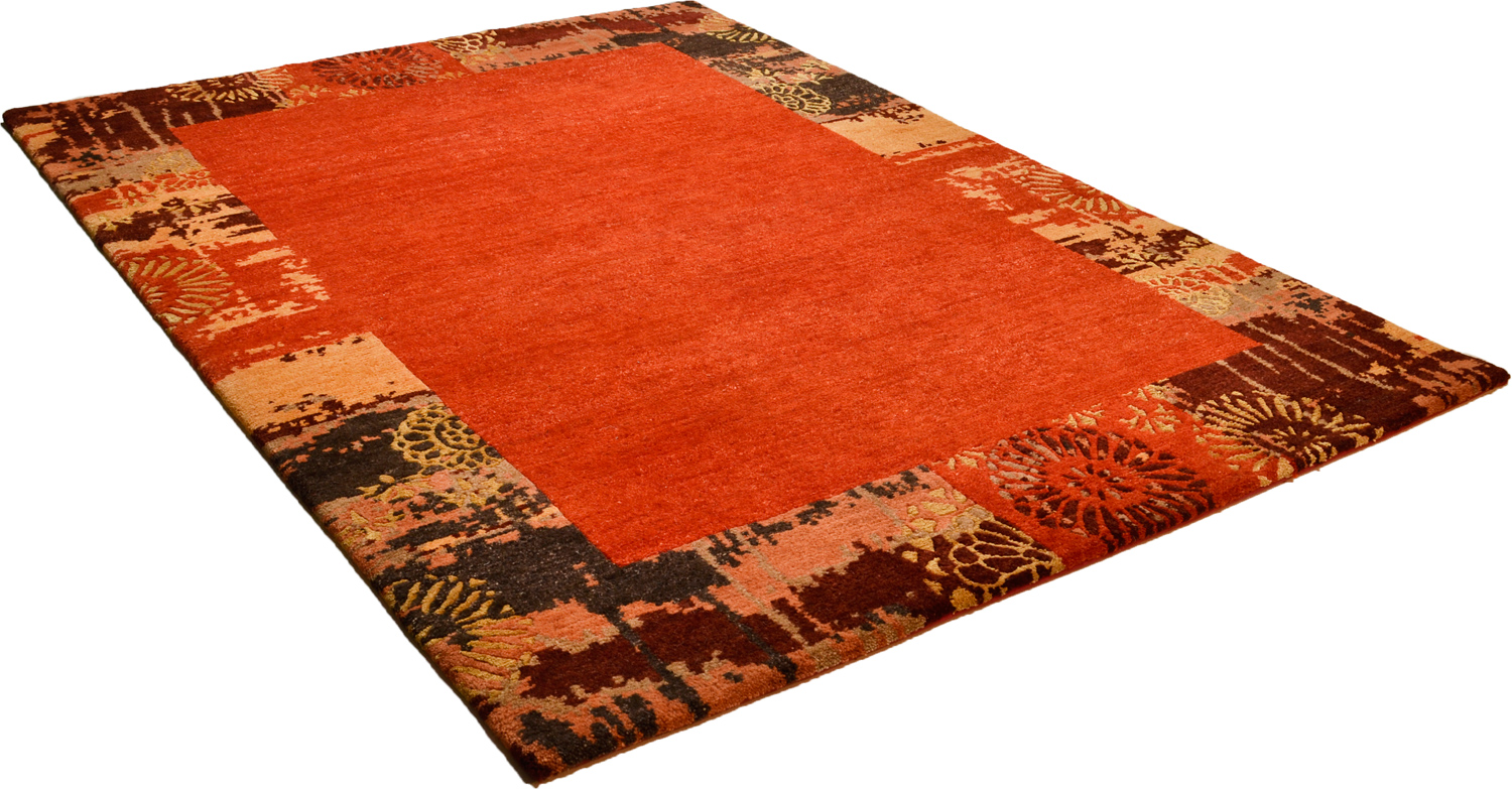 Theko Talonga Silk  Nepalteppich rot | Hochlandwolle