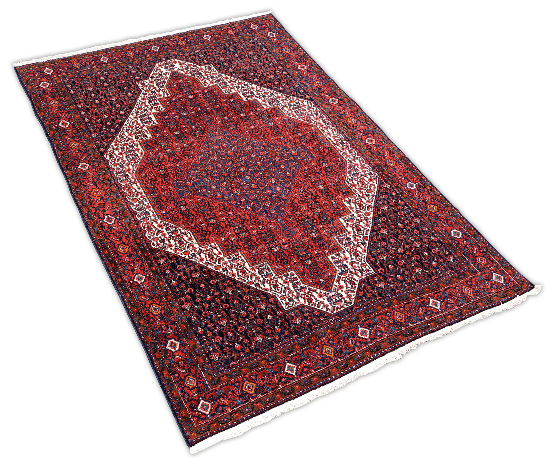 Senneh Perserteppich blau alt | Herati-Muster