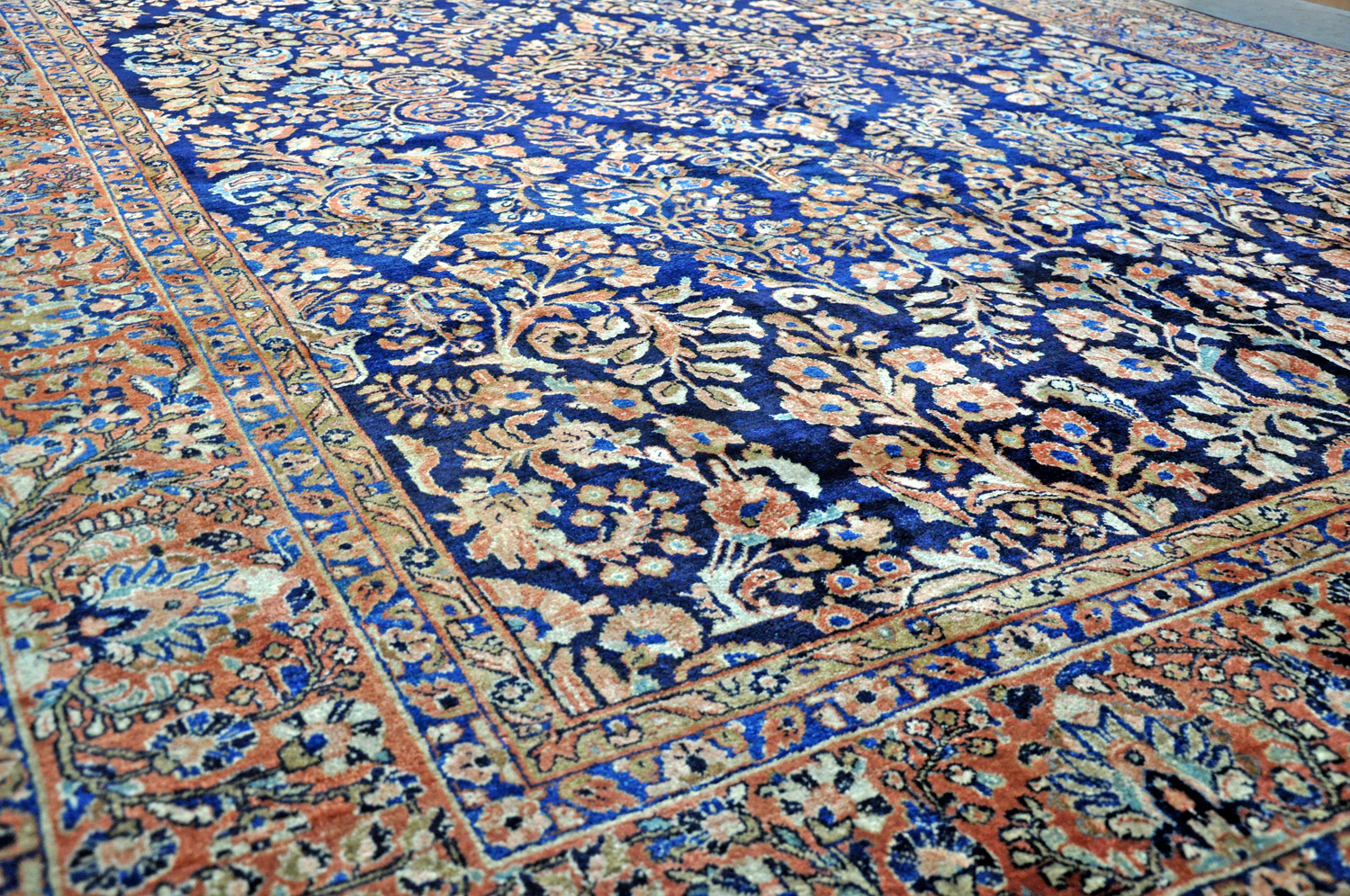 Sarough Mohadjaran Perserteppich antik blau | Schurwolle