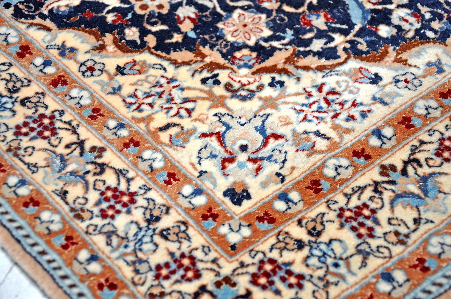 Nain Perserteppich 6 La neu blau | Medaillon