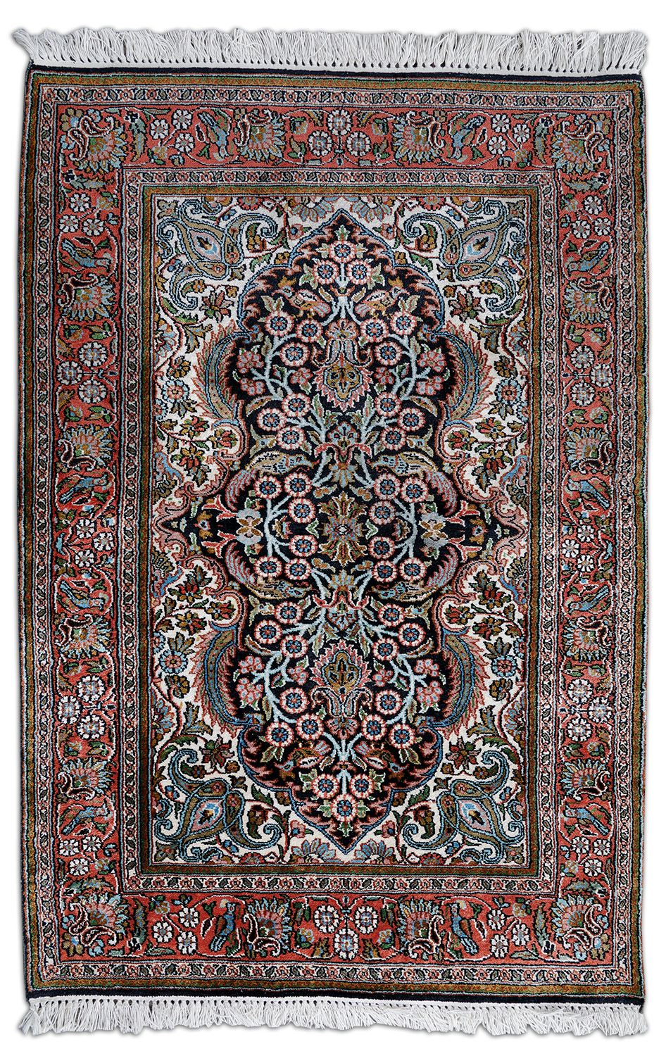 Kaschmir Seidenteppich Brücke Indien | Floral