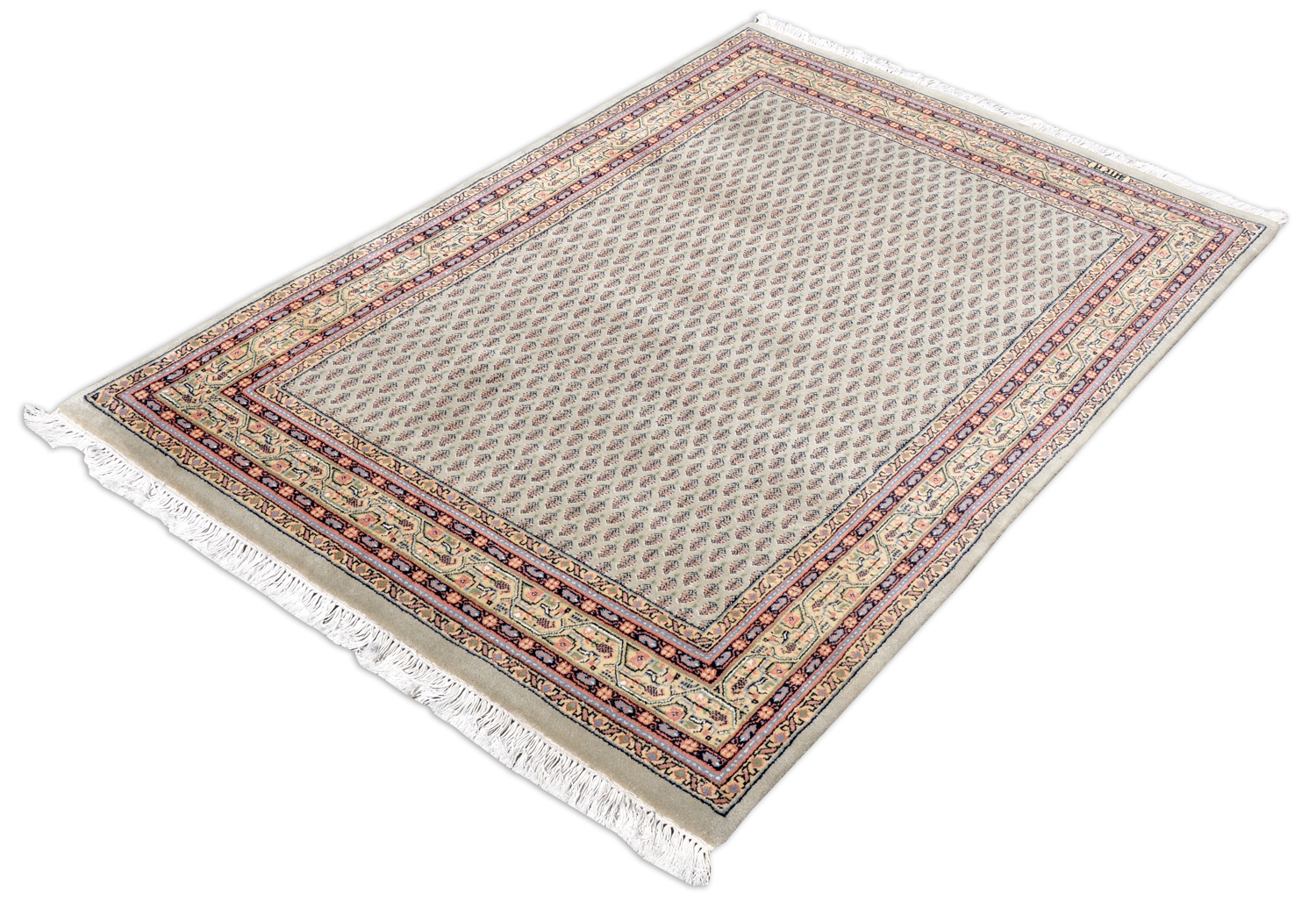 Mir Teppich Indien grün | Neuseelandwolle