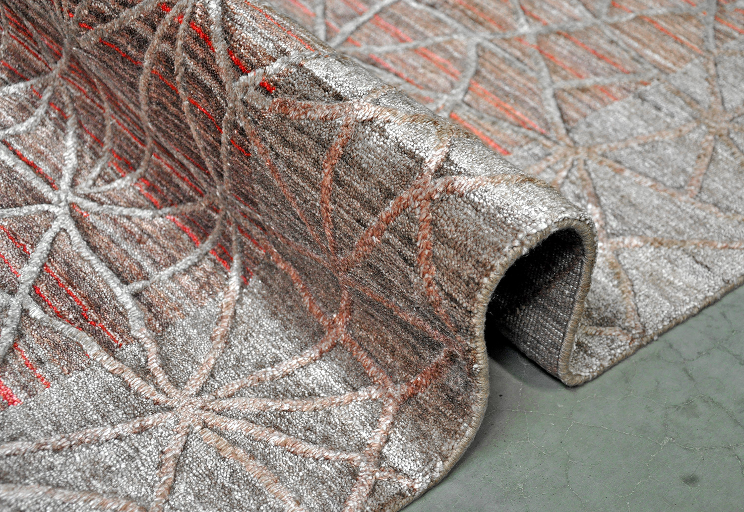 Thomas Handloomteppich Spider Web |  braun-rot