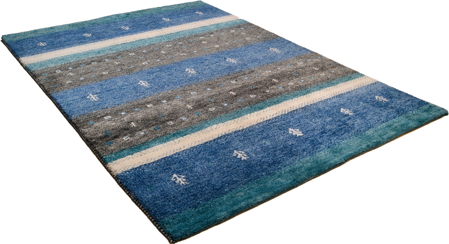 Theko Gabbehteppich neu Nomade blau | Schurwolle