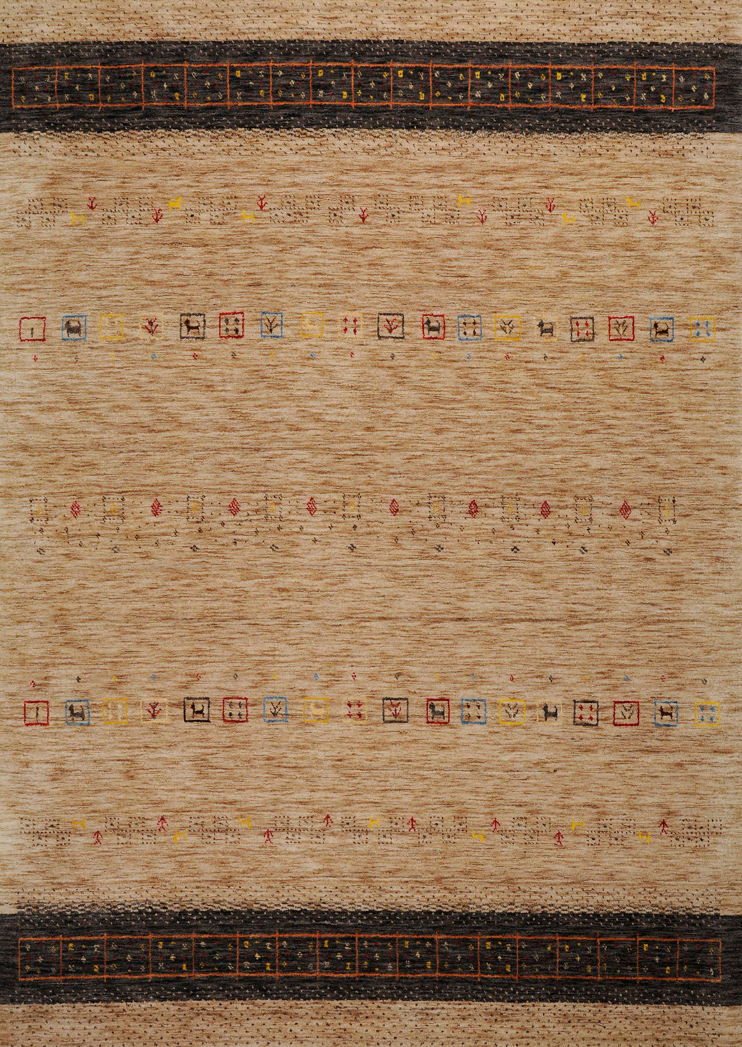 Theko Lori Dream gold Handloomteppich braun | Schurwolle