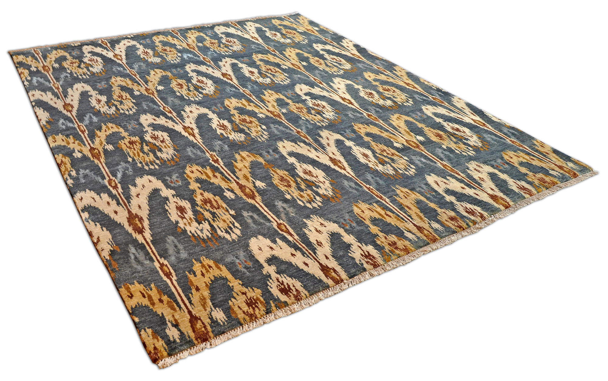 Nepalteppich modern Ikat anthrazit | Hochlandwolle