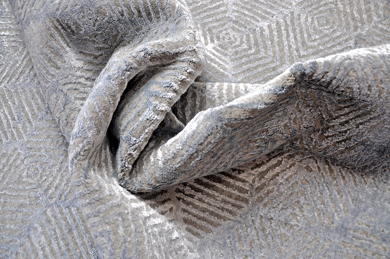 Thomas Handloomteppich Fine | Silver/Lt Blue