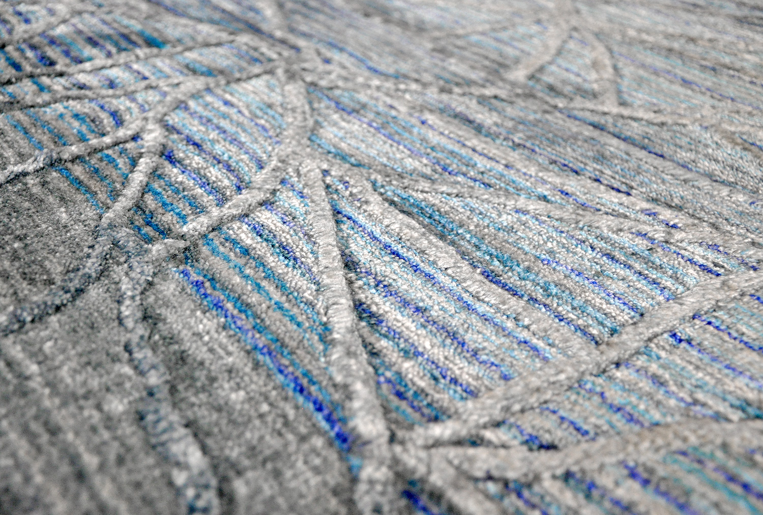 Thomas Handloomteppich Spider Web |  türkis-grau