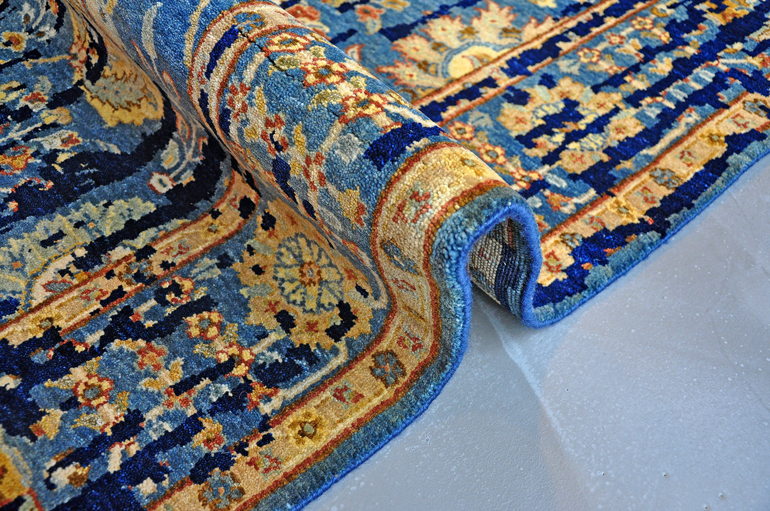 Nepalteppich modern Topas blau | Hochlandwolle