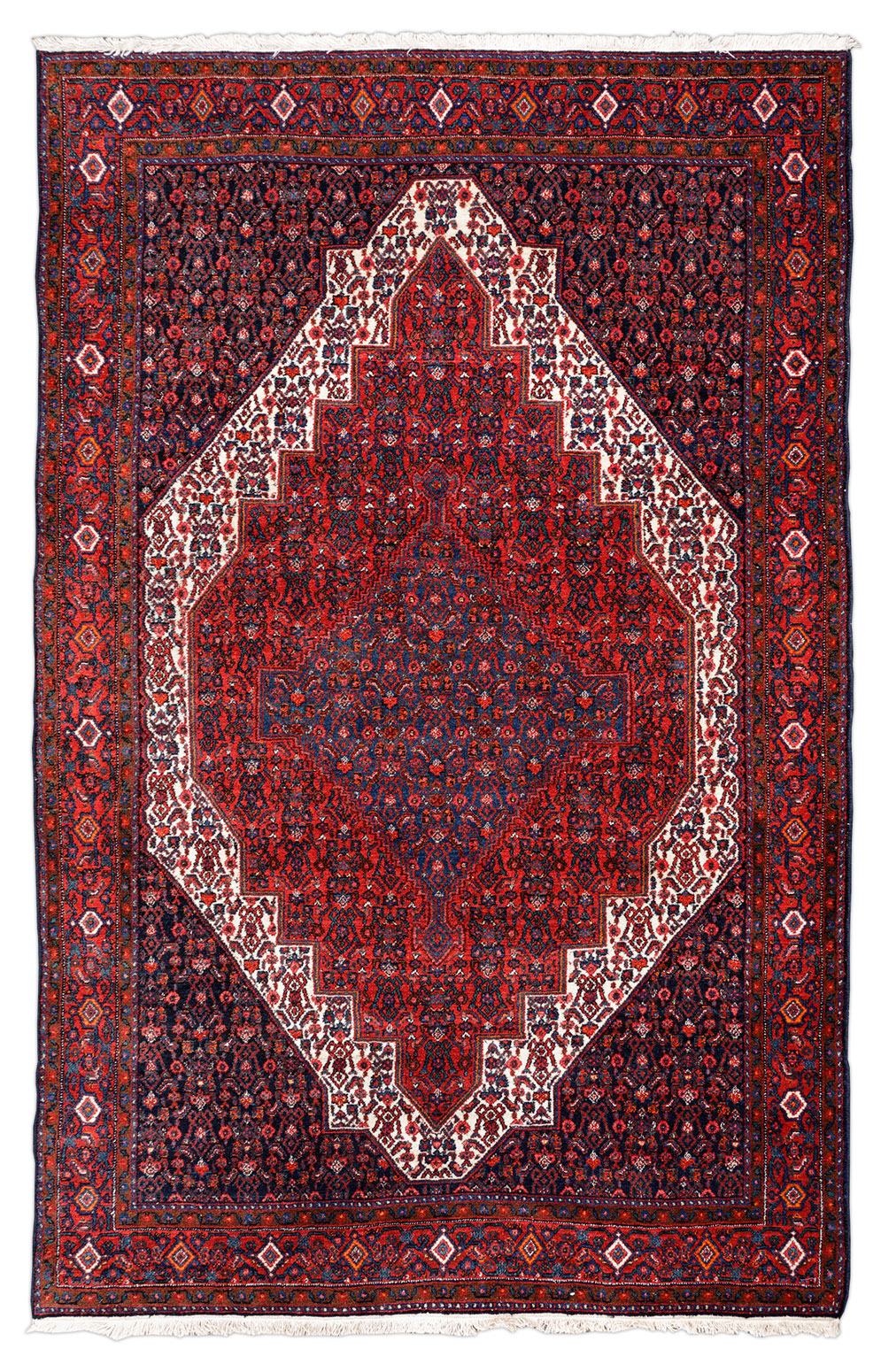 Senneh Perserteppich blau alt | Herati-Muster