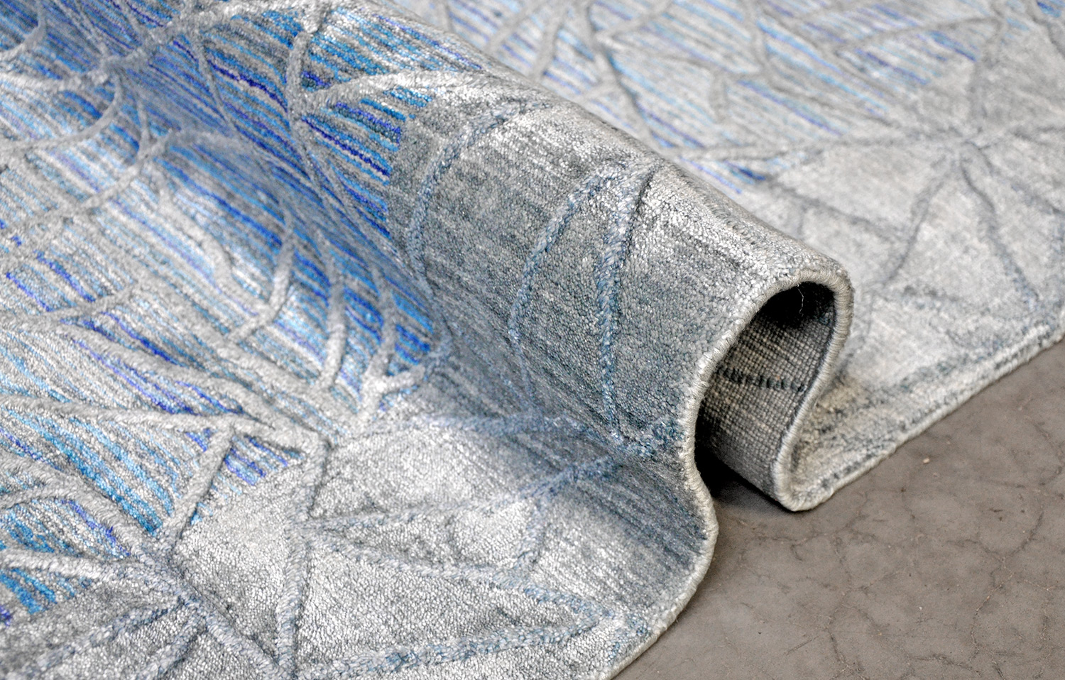 Thomas Handloomteppich Spider Web |  türkis-grau