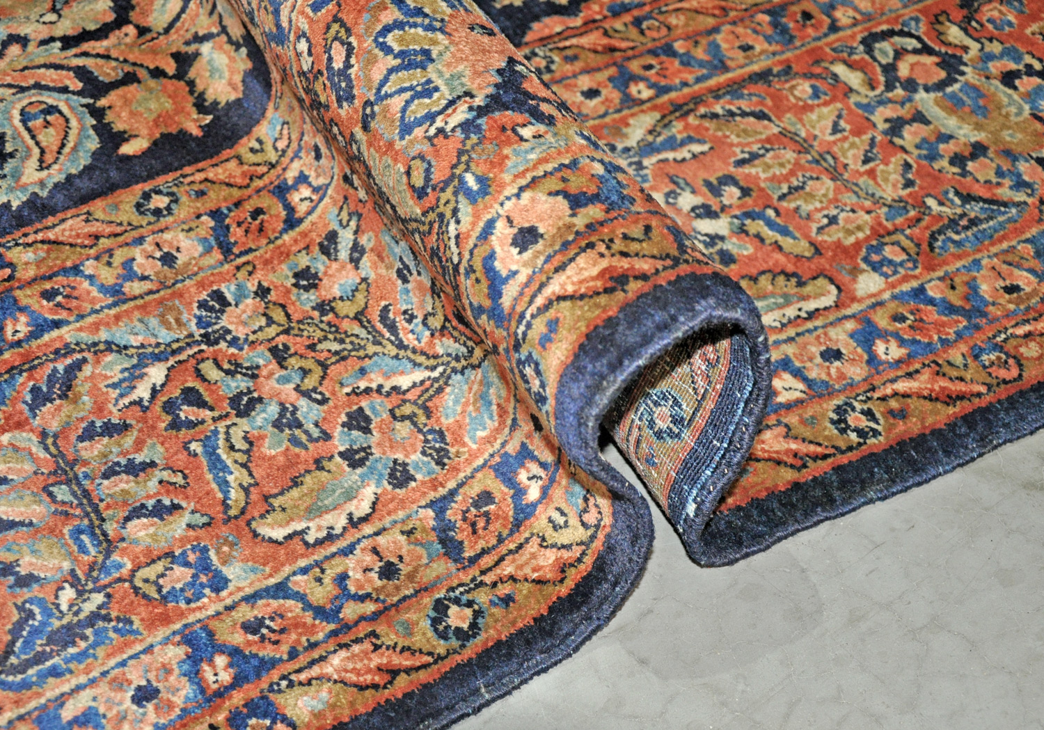 Sarough Mohadjaran Perserteppich antik blau | Schurwolle