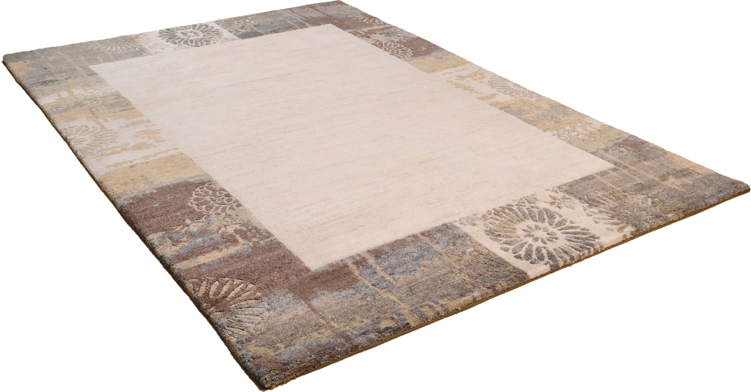 Theko Talonga Silk  Nepalteppich beige | Hochlandwolle