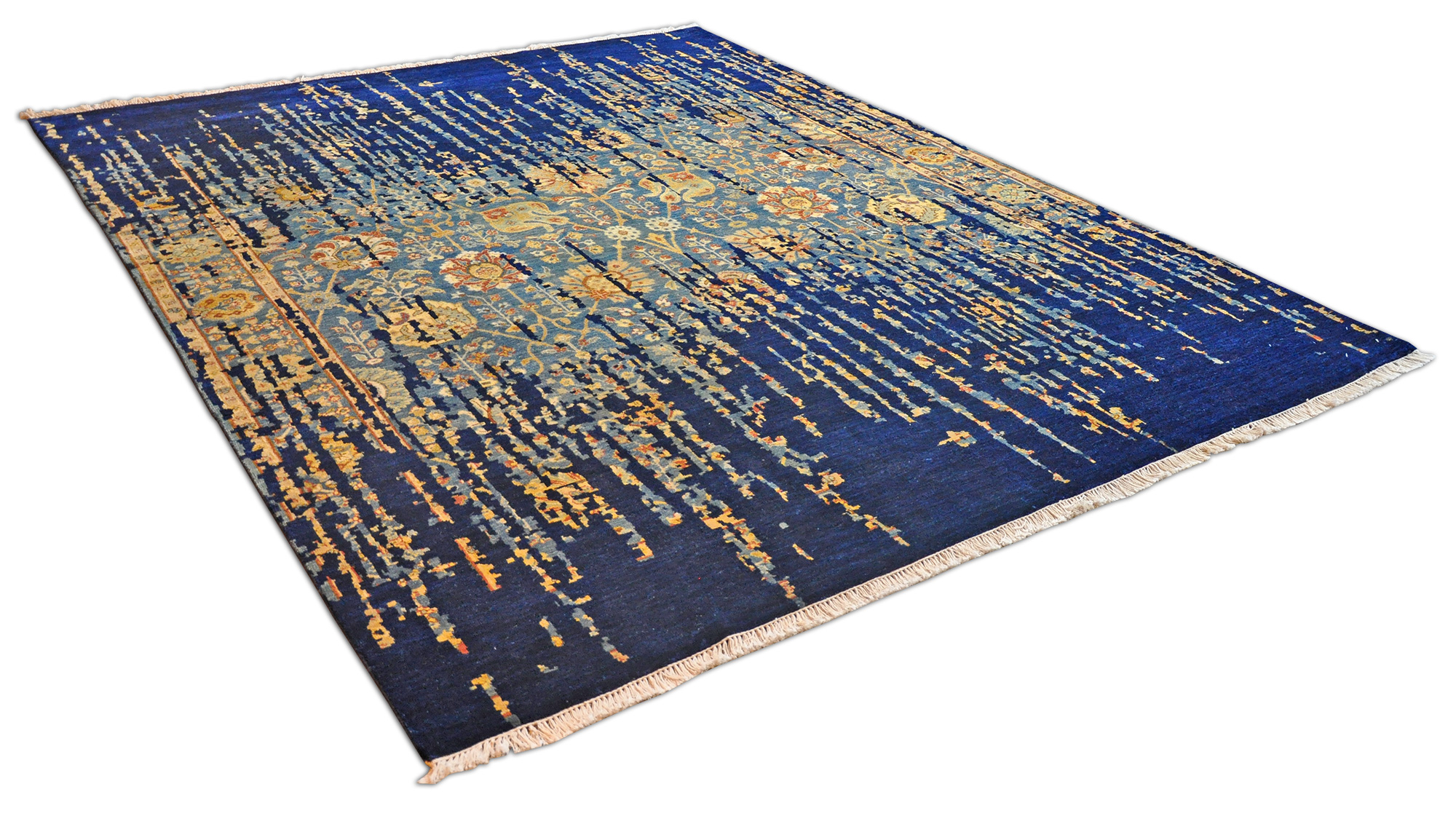 Nepalteppich modern Topas blau | Hochlandwolle