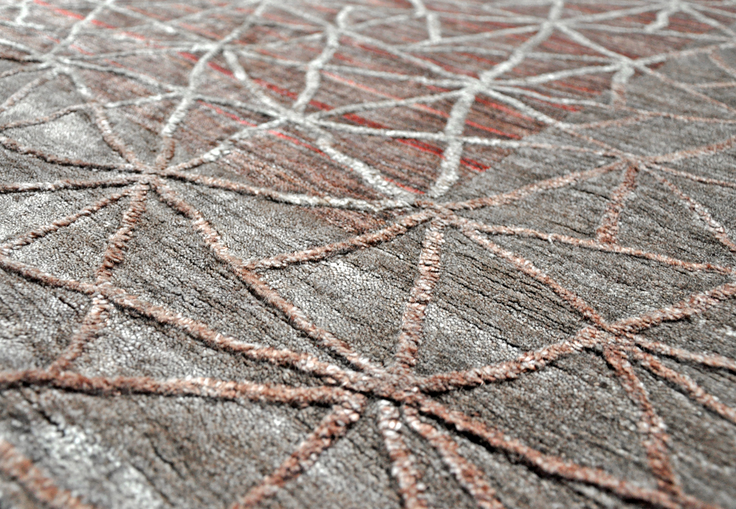 Thomas Handloomteppich Spider Web |  braun-rot