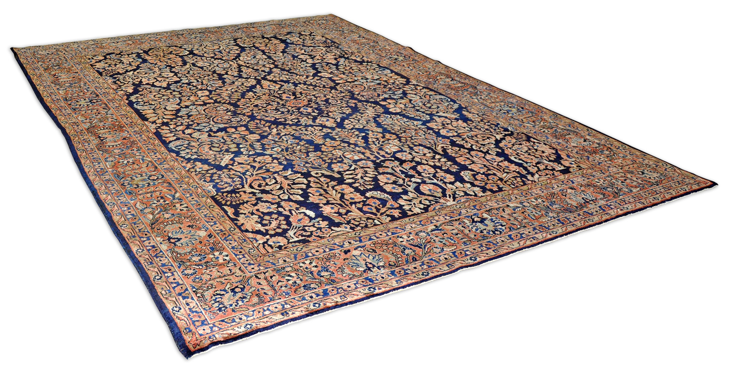 Sarough Mohadjaran Perserteppich antik blau | Schurwolle
