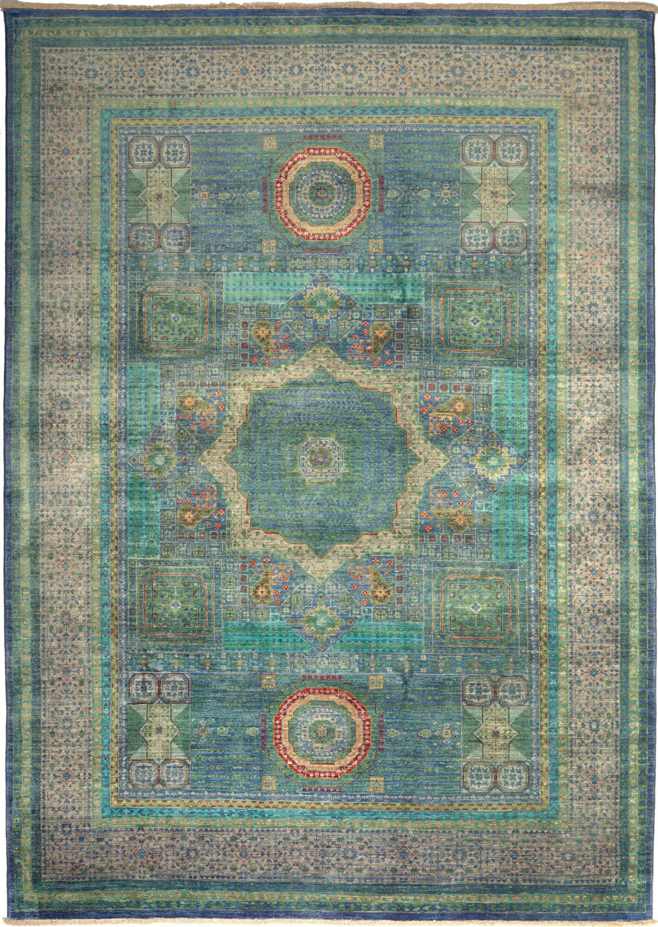 Mamlouk Orientteppich Pakistan | grün Mamlouk Orientteppich Pakistan | grün