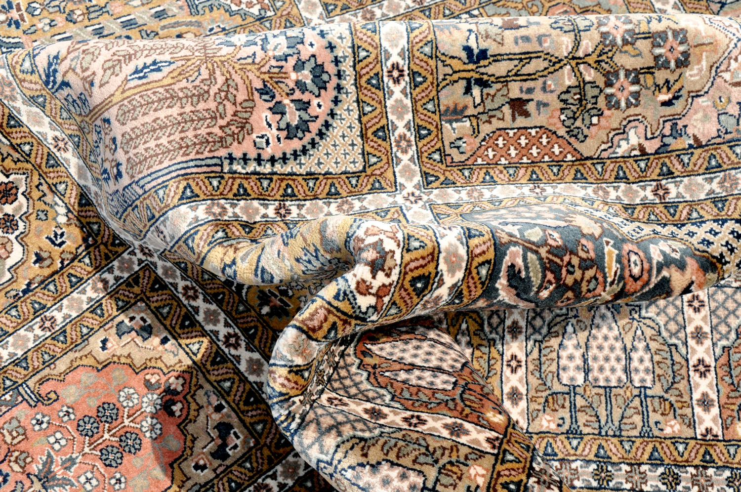 Felder Ghom Orientteppich Indien | Neuseelandwolle