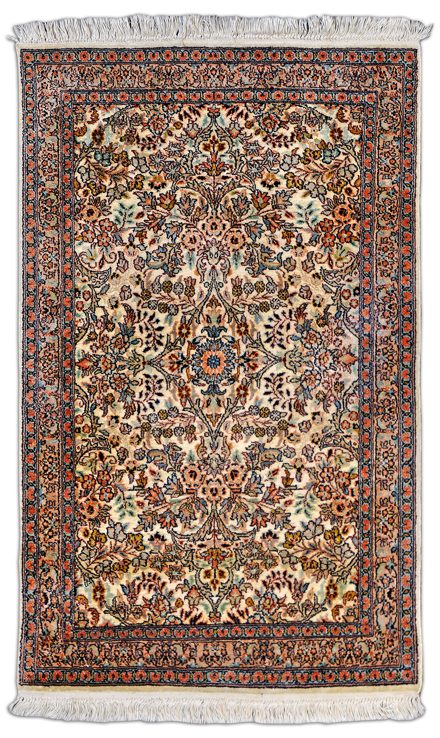 Kaschmir Seidenteppich Indien neu | Medaillon