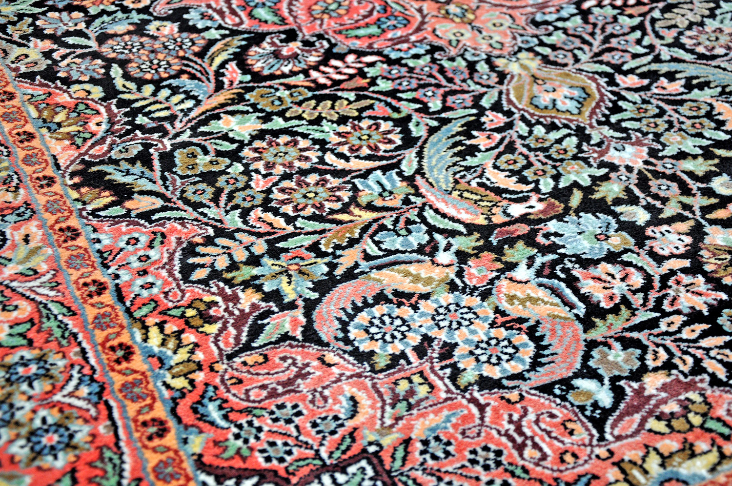 Kaschmir Teppich Indien neu | Kunstseide