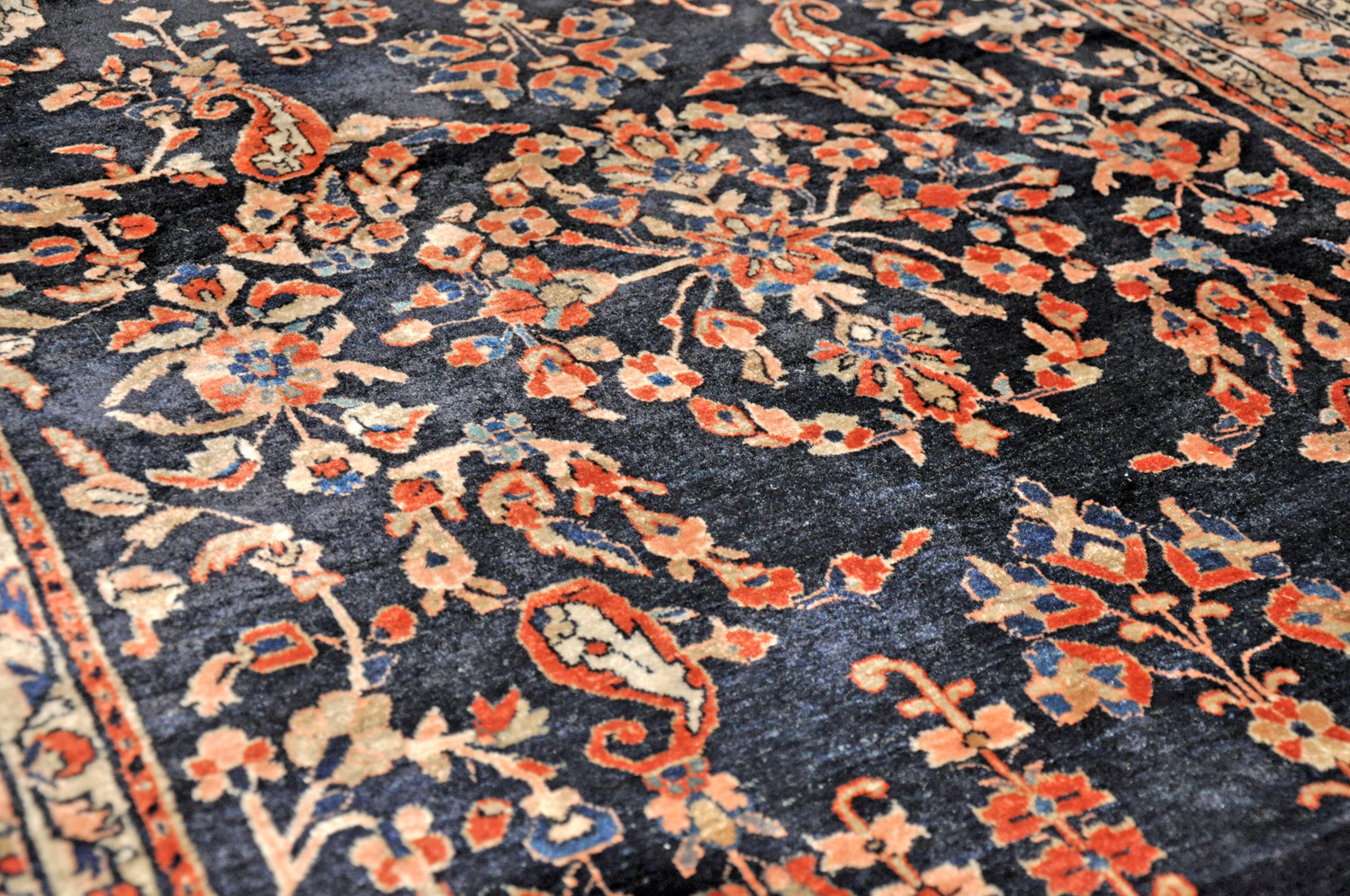 Farahan Perserteppich antik | nachtblau