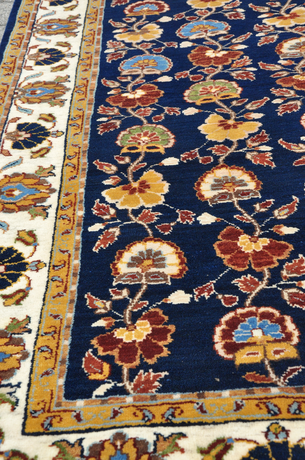 ASA KHAN Orientteppich Indien blau | Neuseelandwolle