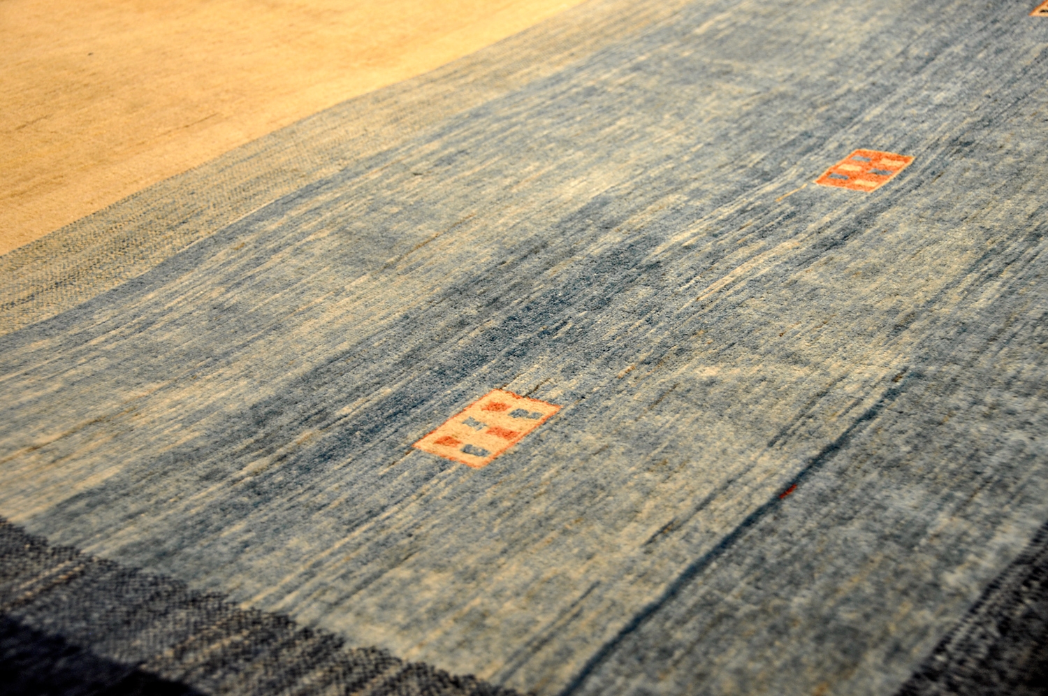 Gabbeh Perserteppich neu fein blau | Hochlandwolle