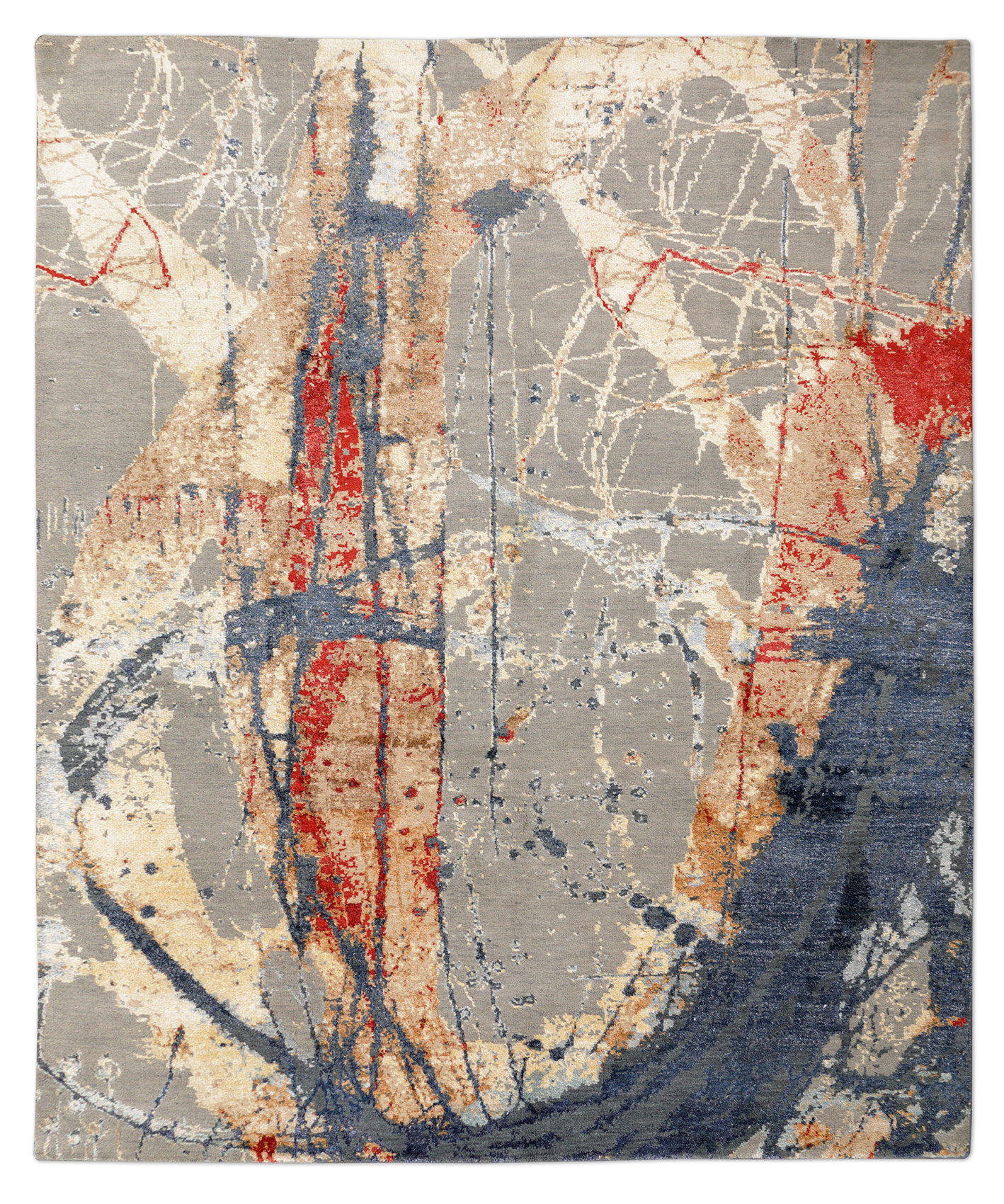 Thomas Designteppich Indien grau| Schurwolle
