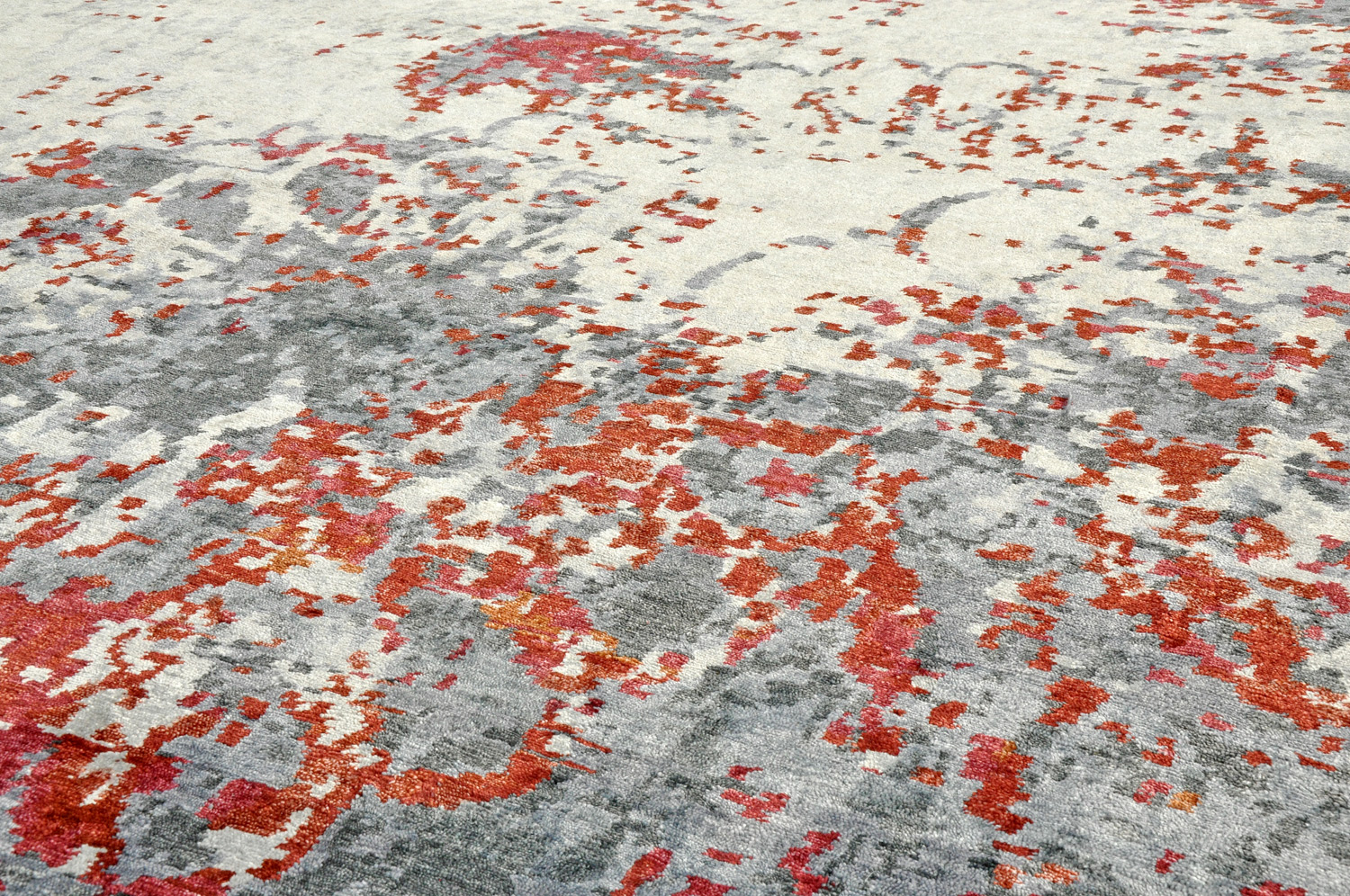 Interliving Knüpfteppich T-8320 rot/grau | Viskose