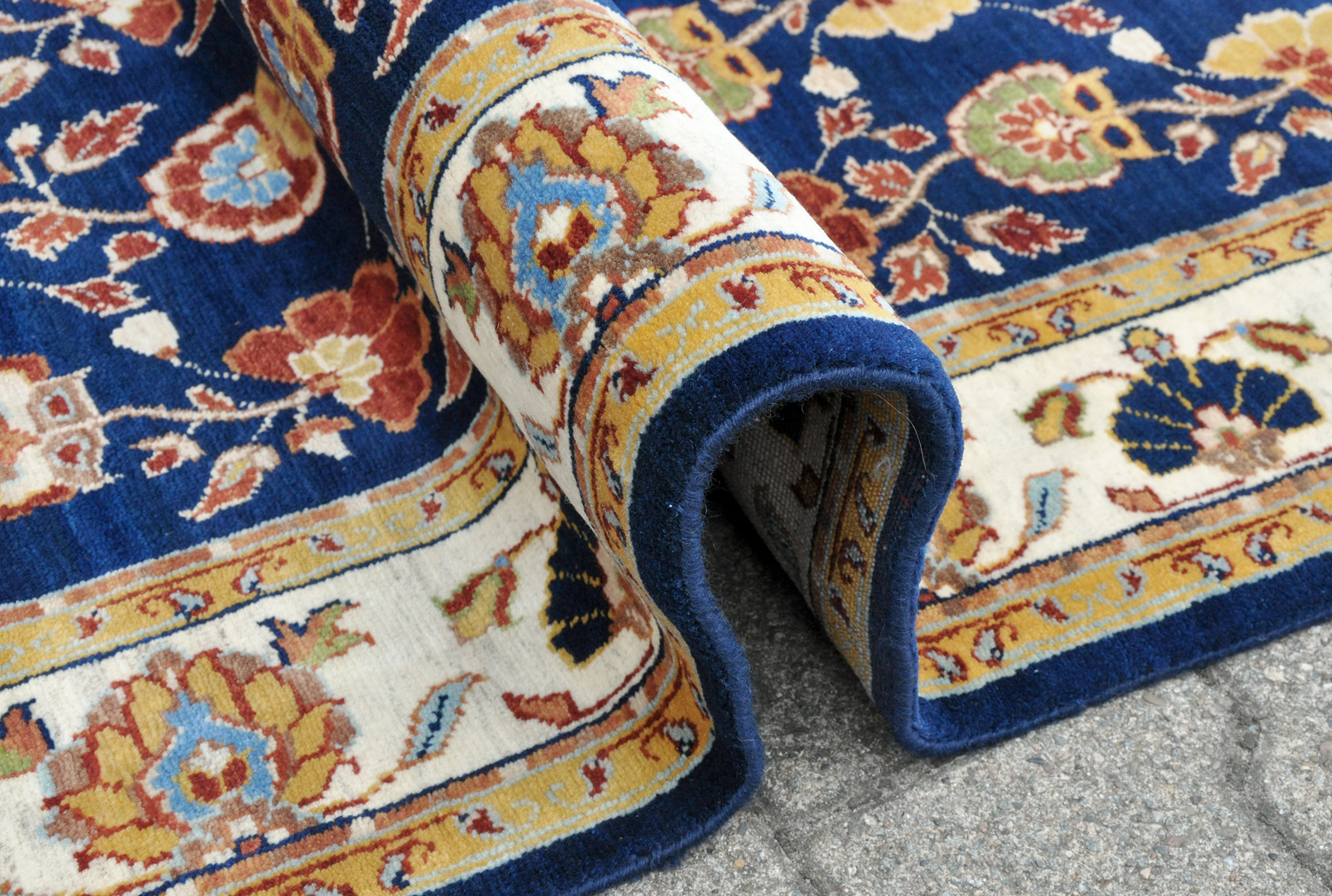 ASA KHAN Orientteppich Indien blau | Neuseelandwolle