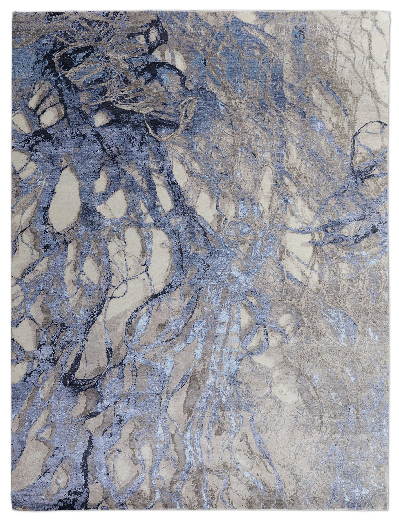 Thomas Designteppich Indien beige blau | Schurwolle